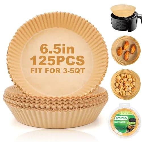 ctizne Disposable Air Fryer Liners 6.5In | Non-Stick, 125 pcs for 3-5 Qt Basket thumbnail 1