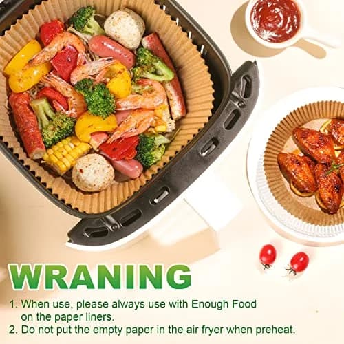 ctizne Disposable Air Fryer Liners 6.5In | Non-Stick, 125 pcs for 3-5 Qt Basket thumbnail 6