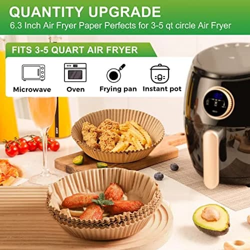 ctizne Disposable Air Fryer Liners 6.5In | Non-Stick, 125 pcs for 3-5 Qt Basket thumbnail 3