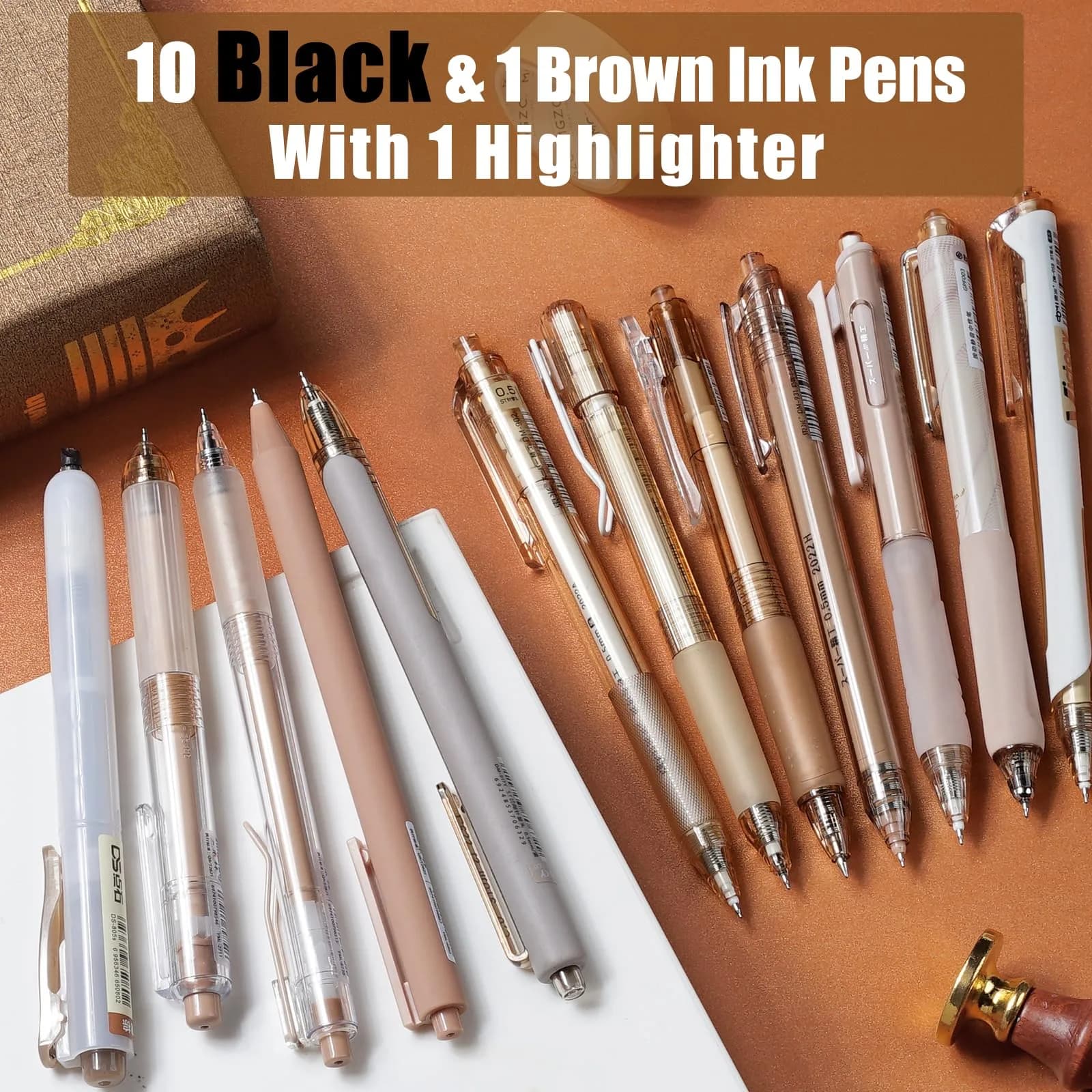 Four Candies Moor & Brown Pens (12ct) - Black Gel Ink, 0.5mm Fine Point | Smooth Writing - view 2