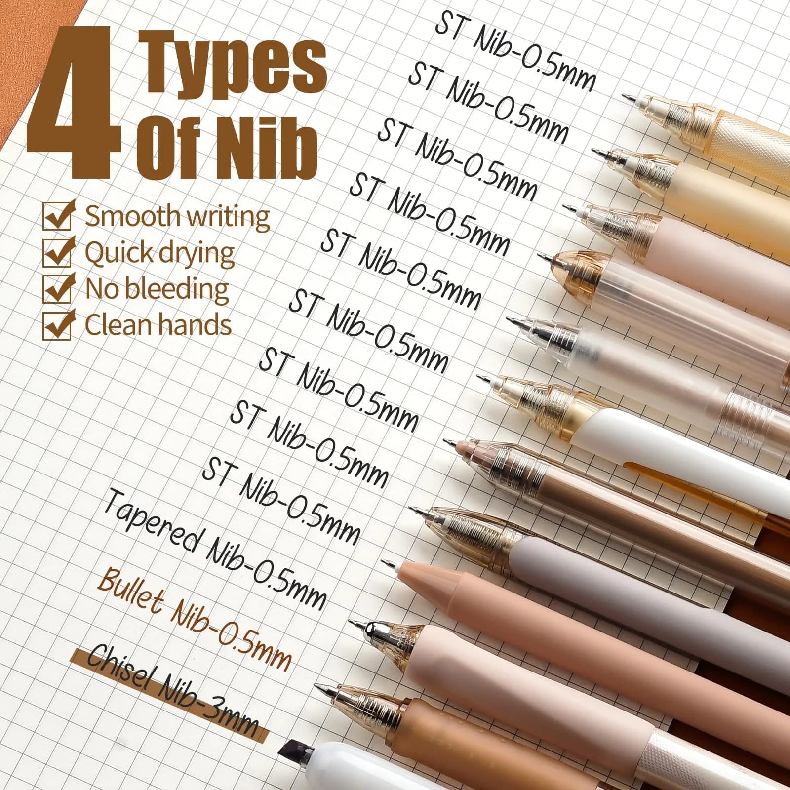 Four Candies Moor & Brown Pens (12ct) - Black Gel Ink, 0.5mm Fine Point | Smooth Writing - view 4