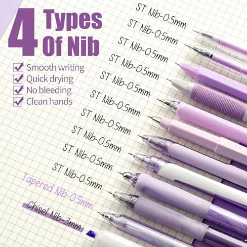 Four Candies Purple Pens, Black Gel Ink, Lavender Series 12ct | Smooth Writing Instrument thumbnail 4