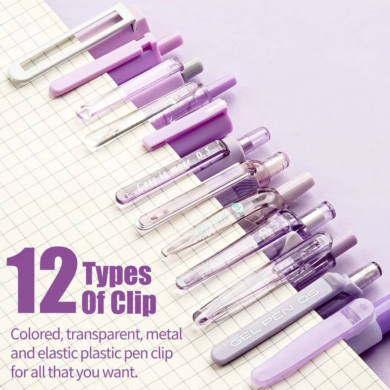 Four Candies Purple Pens, Black Gel Ink, Lavender Series 12ct | Smooth Writing Instrument - view 5