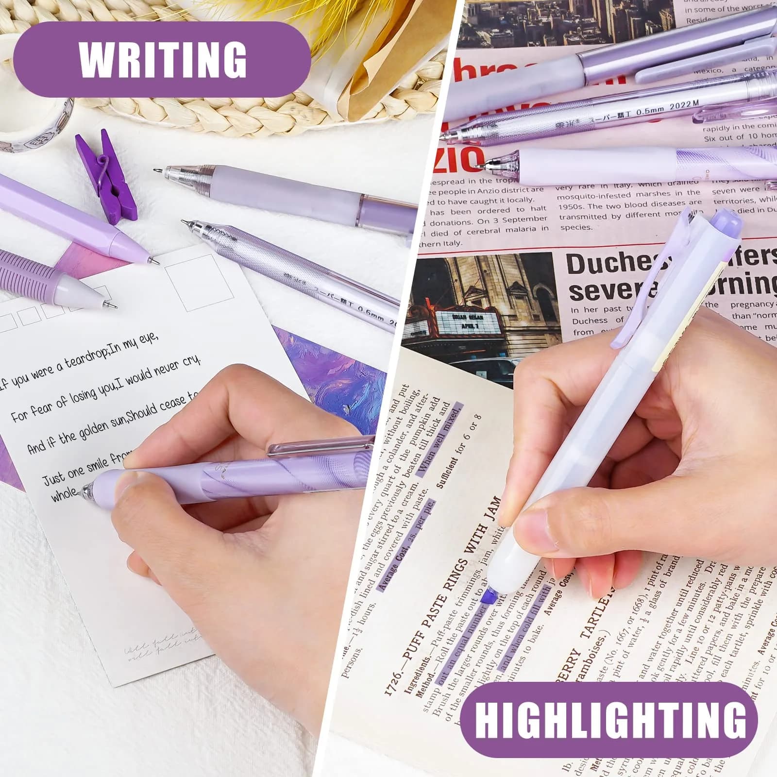 Four Candies Purple Pens, Black Gel Ink, Lavender Series 12ct | Smooth Writing Instrument - view 7