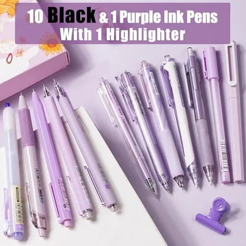 Four Candies Purple Pens, Black Gel Ink, Lavender Series 12ct | Smooth Writing Instrument thumbnail 2
