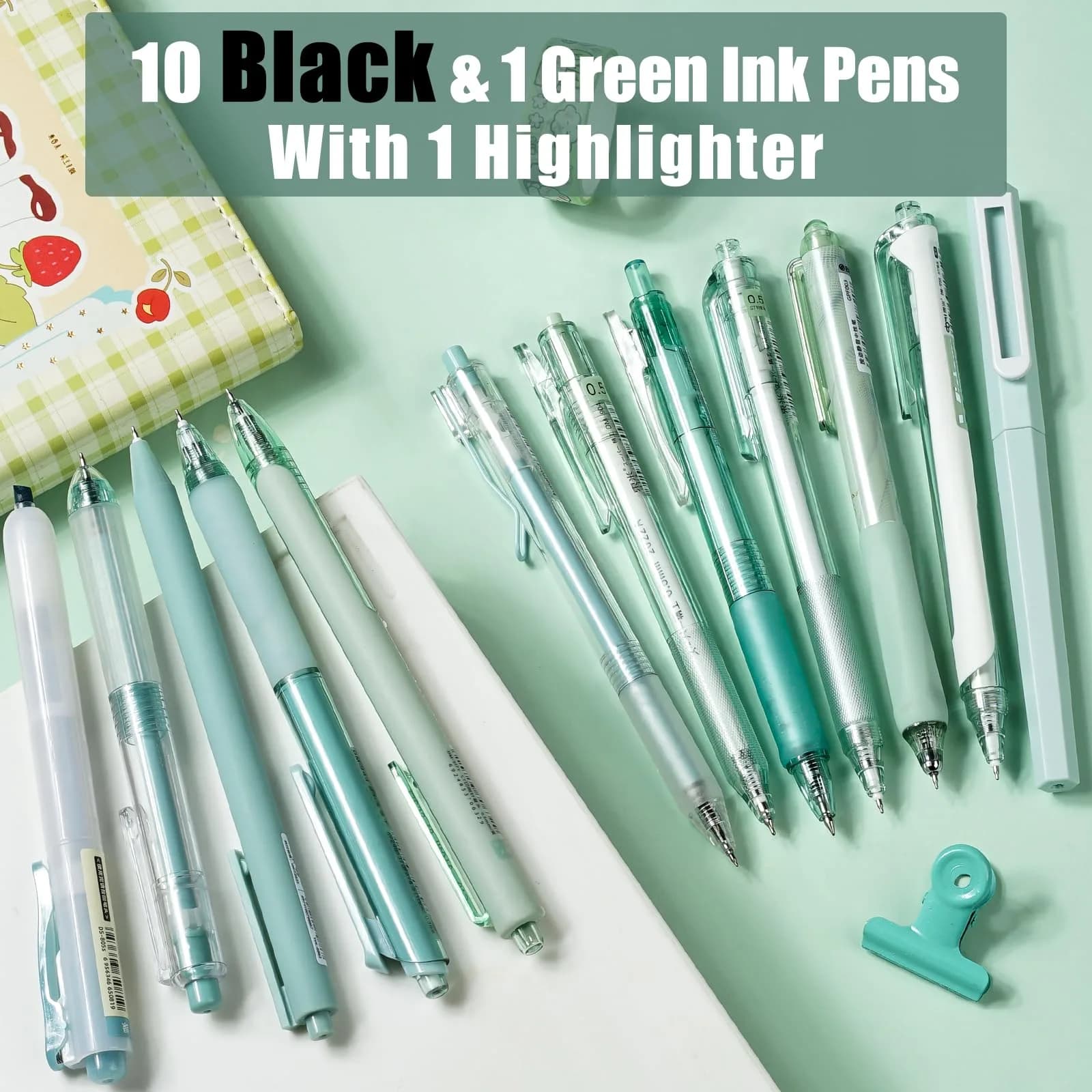 Four Candies Forest Pens (10 Black, 2 Green), 0.5mm Fine Point Gel Ink, Pack of 12 - view 2