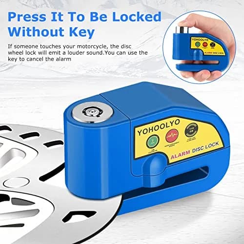 YOHOOLYO Alarm Disc Lock Motorcycle Disc Brake Lock Anti-Theft Waterproof 110 db 7mm Pin | Heavy Duty Anti-Theft Device thumbnail 2
