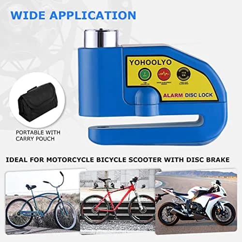 YOHOOLYO Alarm Disc Lock Motorcycle Disc Brake Lock Anti-Theft Waterproof 110 db 7mm Pin | Heavy Duty Anti-Theft Device thumbnail 3