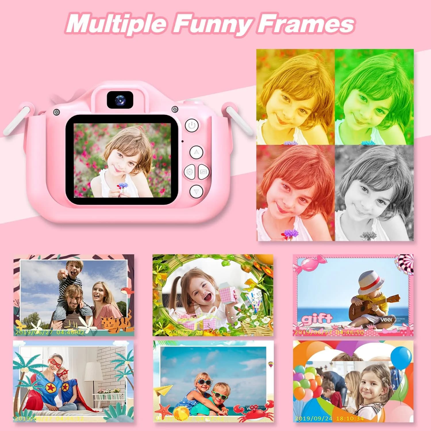 Goopow Kids Digital Camera Pink-DJS 12MP (0.42 oz) | Educational Toy for Ages 3-8 - view 6