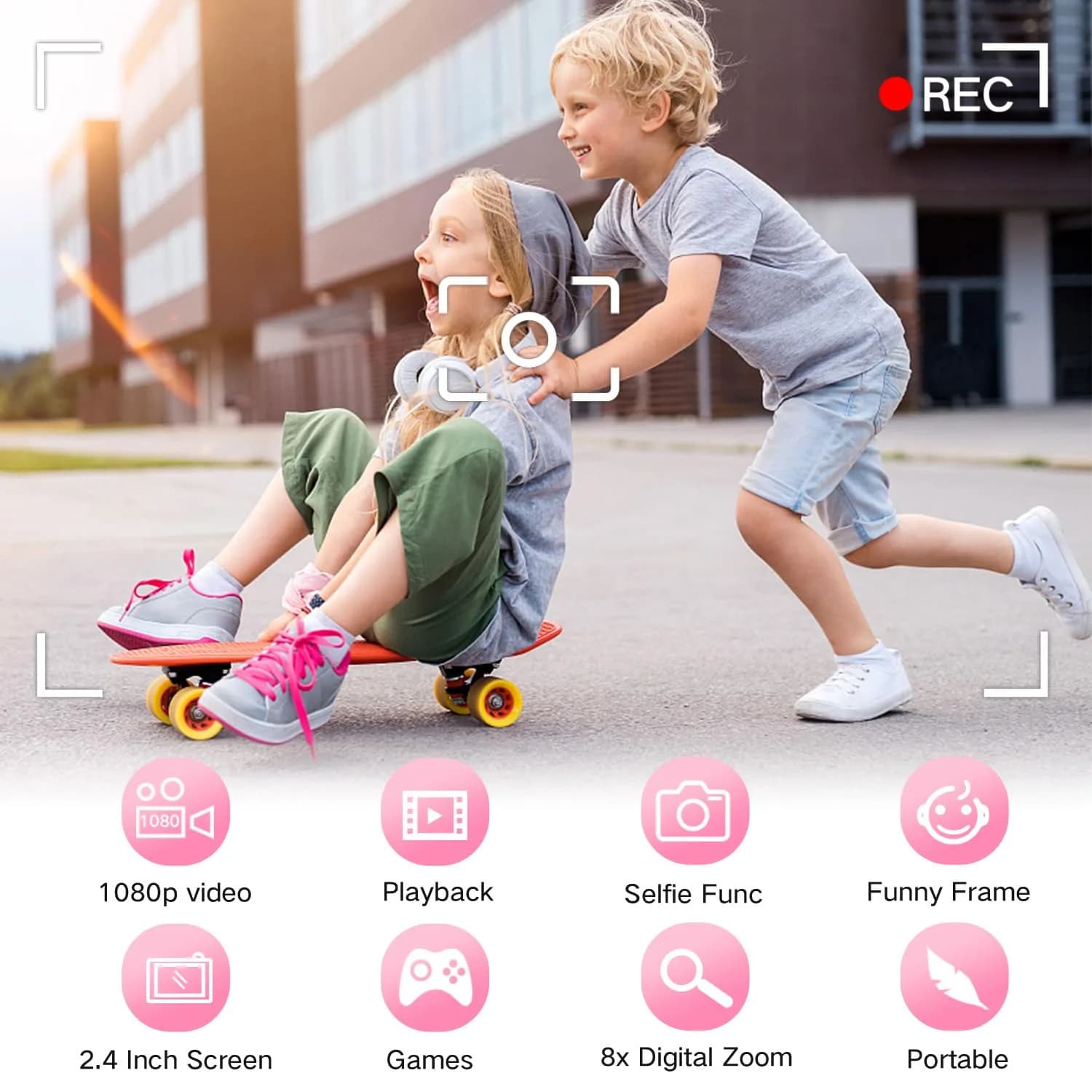 Goopow Kids Digital Camera Pink-DJS 12MP (0.42 oz) | Educational Toy for Ages 3-8 - view 3