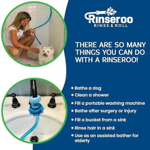 Rinseroo Dog Spot Washer – 6ft Slip-On Shower Hose for Easy Pet Rinsing, Fits Showerheads Up to 4” | Stress-Free Dog Cleaning thumbnail 6
