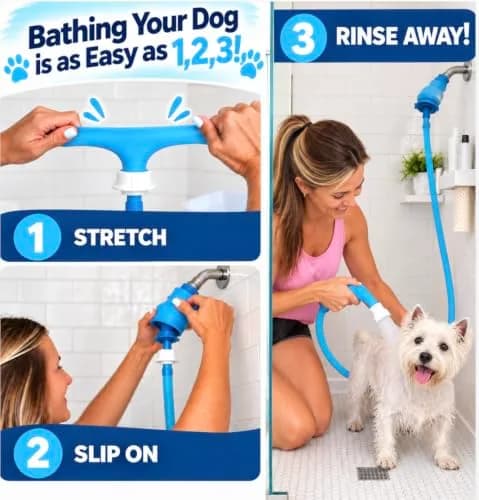 Rinseroo Dog Spot Washer – 6ft Slip-On Shower Hose for Easy Pet Rinsing, Fits Showerheads Up to 4” | Stress-Free Dog Cleaning thumbnail 3
