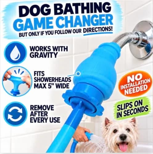 Rinseroo Dog Spot Washer – 6ft Slip-On Shower Hose for Easy Pet Rinsing, Fits Showerheads Up to 4” | Stress-Free Dog Cleaning thumbnail 4