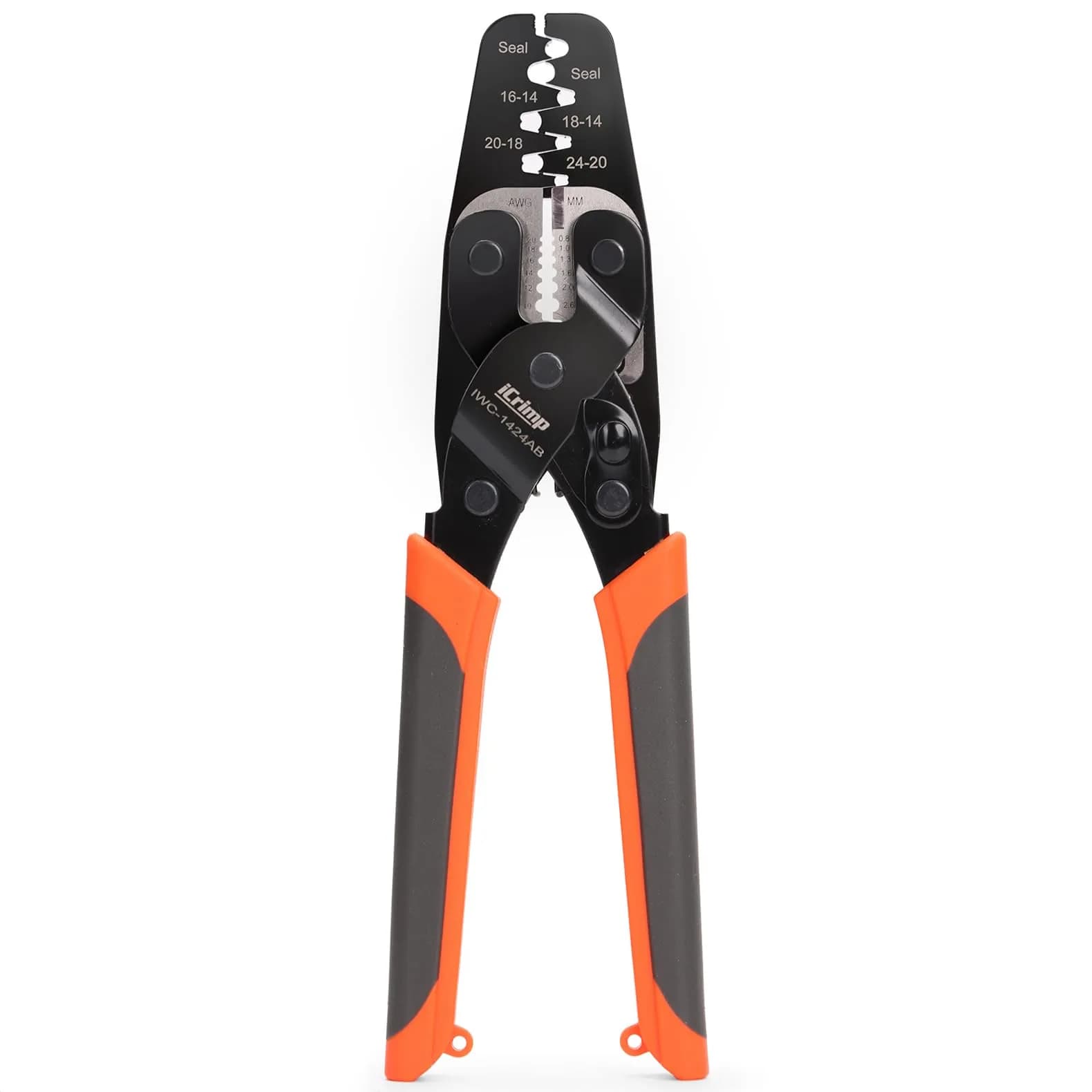IWISS iCrimp IWC-1424AB Open Barrel & Weather Pack Terminal Crimper AWG24-14 | Built-in Wire Stripper & Cutter — Built-in Wire Stripper & Cutter