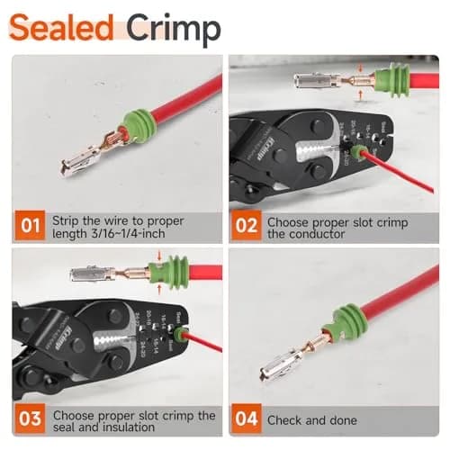 IWISS iCrimp IWC-1424AB Open Barrel & Weather Pack Terminal Crimper AWG24-14 | Built-in Wire Stripper & Cutter thumbnail 6