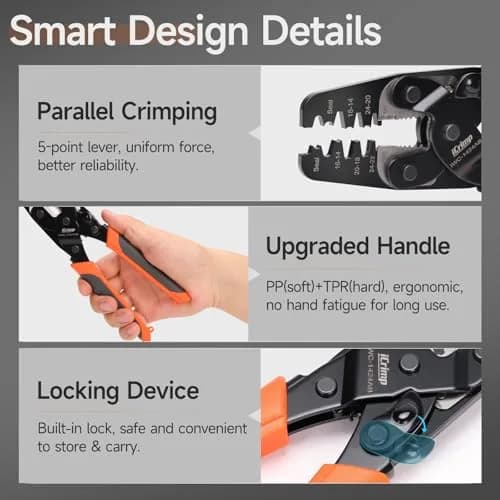 IWISS iCrimp IWC-1424AB Open Barrel & Weather Pack Terminal Crimper AWG24-14 | Built-in Wire Stripper & Cutter thumbnail 8