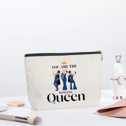 kdxpbpz Mamma Music Makeup Bag | Waterproof Linen Cosmetic Organizer, 9.1"W x 7.1"H | Travel Toiletry Pouch for Women thumbnail 5