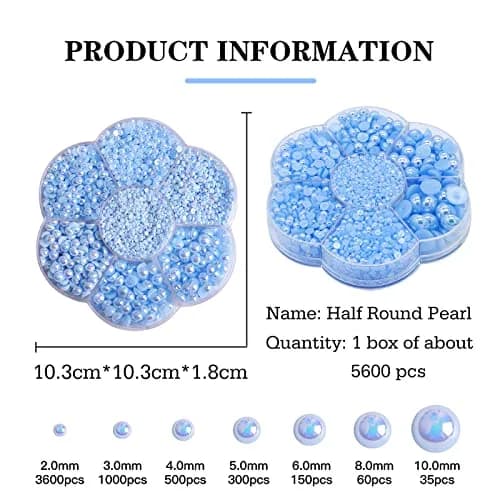 MLGDA Half Round Pearls Flatback Imitation Pearls 7 Sizes | Craft Bead for DIY Jewelry & Crafts thumbnail 3