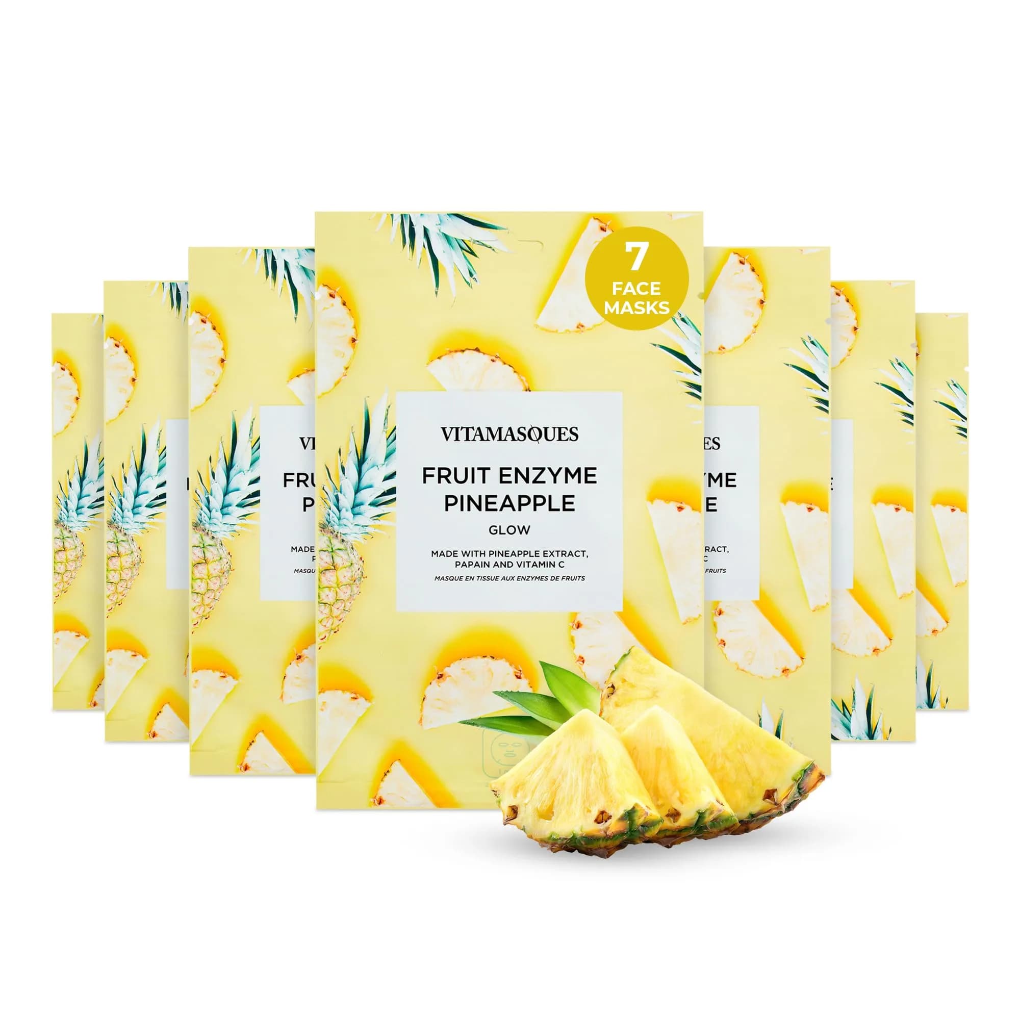 Vitamasques Pineapple Face Sheet Mask 7 Pack | Hydrating & Brightening Korean Skincare