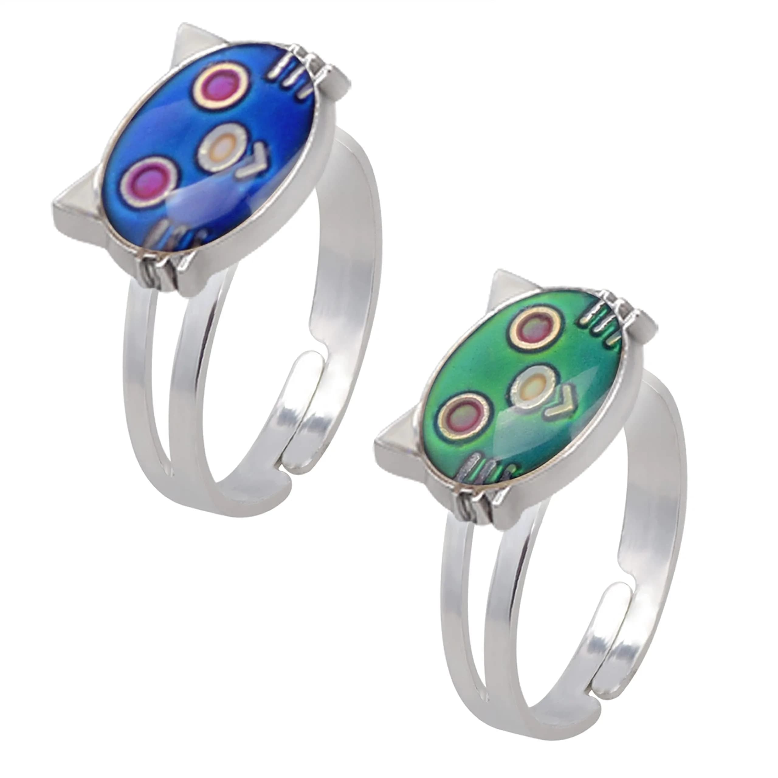 Carykon Cat Mood Ring Adjustable Size | Color-Changing Glass Stone - main product image