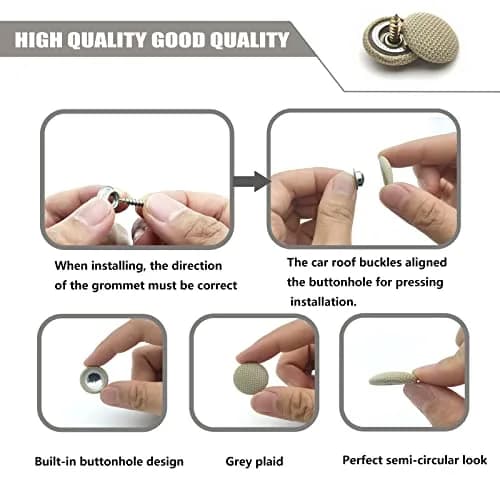 TEMI Car Roof Headliner Repair Kit with Snap Rivets & Installation Tool (60PCS, Beige Grid) thumbnail 4