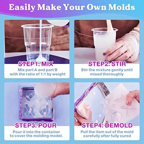 LET'S RESIN 8oz Silicone Mold Making Kit, Fast Cure Liquid Silicone Rubber thumbnail 6