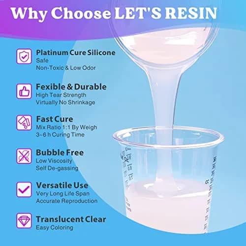 LET'S RESIN 8oz Silicone Mold Making Kit, Fast Cure Liquid Silicone Rubber thumbnail 3