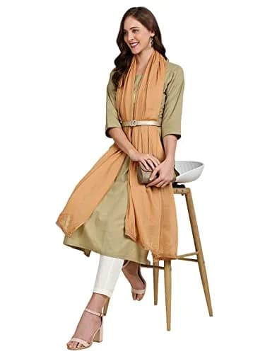 DUPATTA BAZAAR Women's Pure Cotton Dupatta Free Beige | Lightweight, Soft & Elegant thumbnail 3