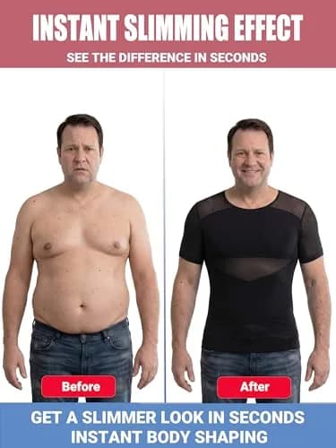 ISUP Mens Gynecomastia Compression Shirt Short Sleeve | Slimming Body Shaper Abdomen Tank thumbnail 4