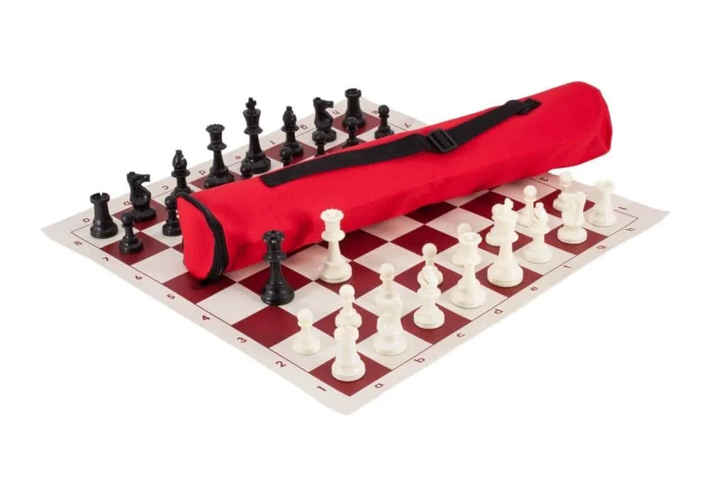 US Chess Federation U.S. Chess Quiver Chess Set Combination - Triple Weighted (Red) | Official Tournament Use