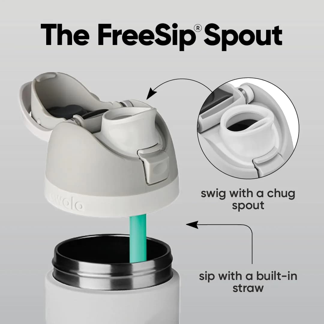 Owala FreeSip Insulated Stainless Steel Water Bottle 40 oz Shy Marshmallow | Keeps Drinks Cold 24 Hours - view 2