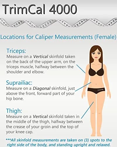 TrimCal 4000 Body Fat Caliper with Measure Tape & Fat% Chart | FDA Approved Medical Grade Device thumbnail 5