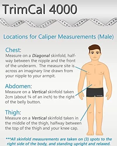 TrimCal 4000 Body Fat Caliper with Measure Tape & Fat% Chart | FDA Approved Medical Grade Device thumbnail 6