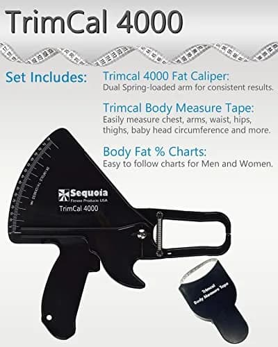 TrimCal 4000 Body Fat Caliper with Measure Tape & Fat% Chart | FDA Approved Medical Grade Device thumbnail 2