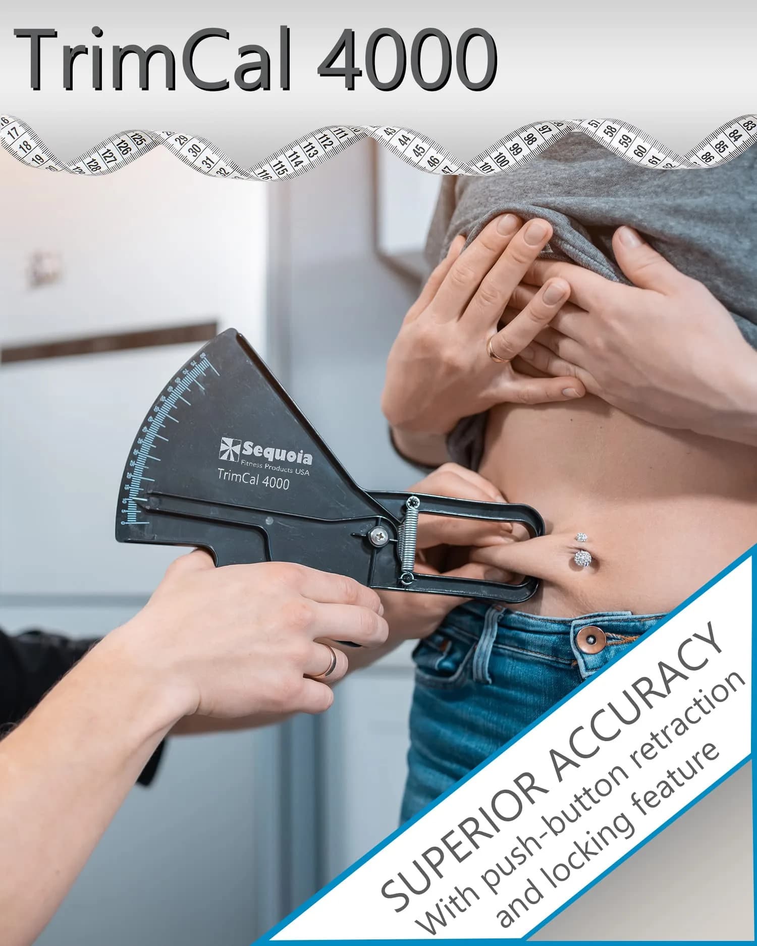 TrimCal 4000 Body Fat Caliper with Measure Tape & Fat% Chart | FDA Approved Medical Grade Device - view 3