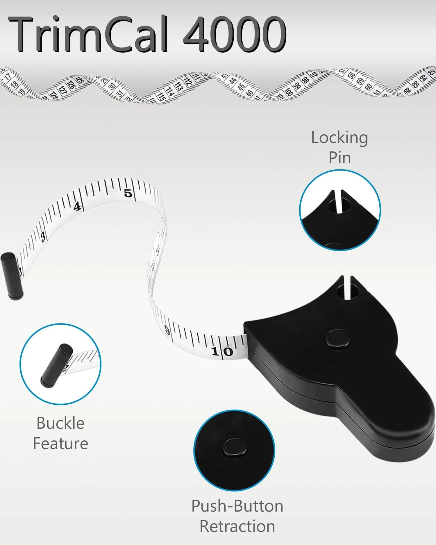 TrimCal 4000 Body Fat Caliper with Measure Tape & Fat% Chart | FDA Approved Medical Grade Device - view 4