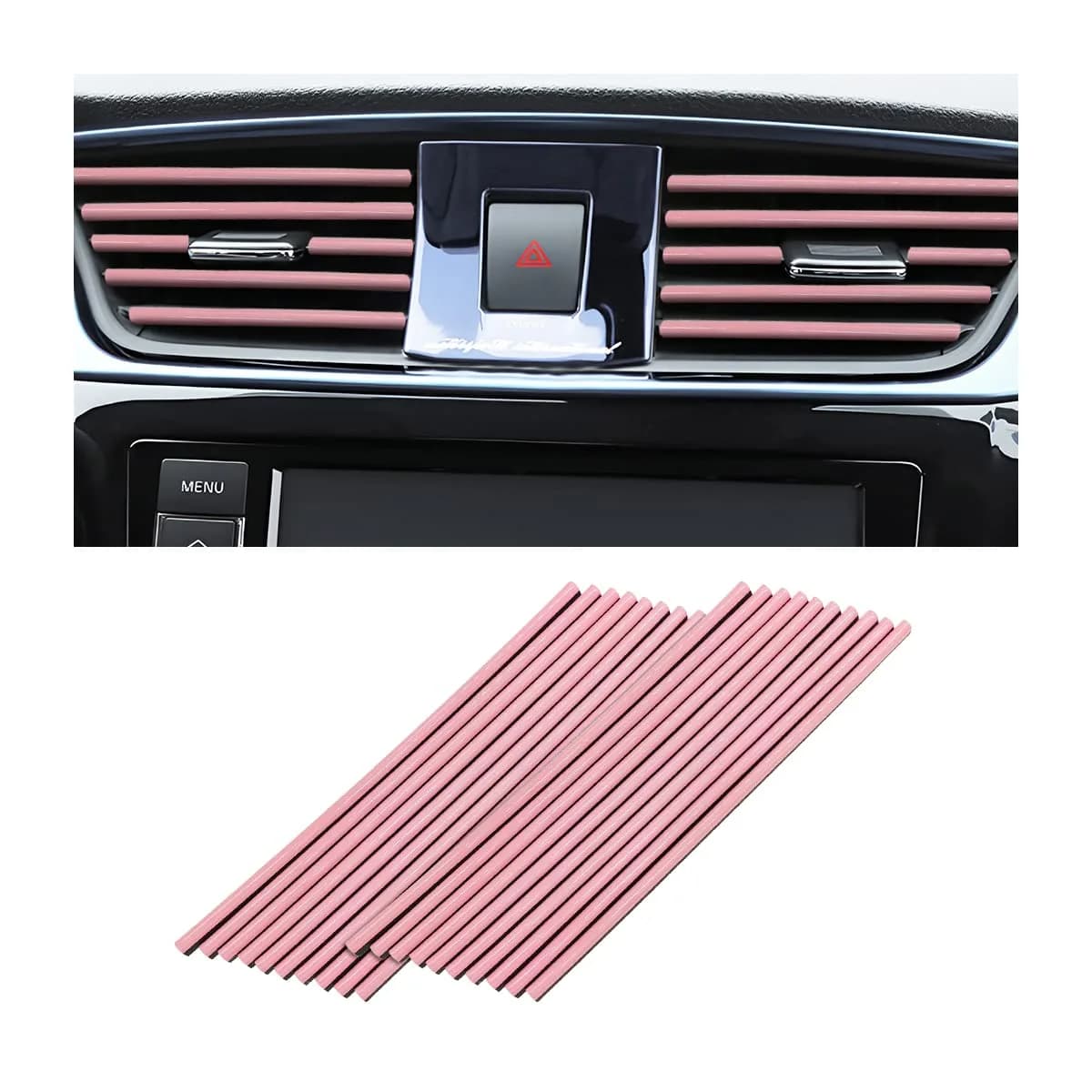 8sanlione Pink 20PCS Waterproof Bendable Car Air Vent Trim Strips | Easy DIY Fit & Stylish Decor - main product image