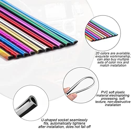 8sanlione Pink 20PCS Waterproof Bendable Car Air Vent Trim Strips | Easy DIY Fit & Stylish Decor thumbnail 3