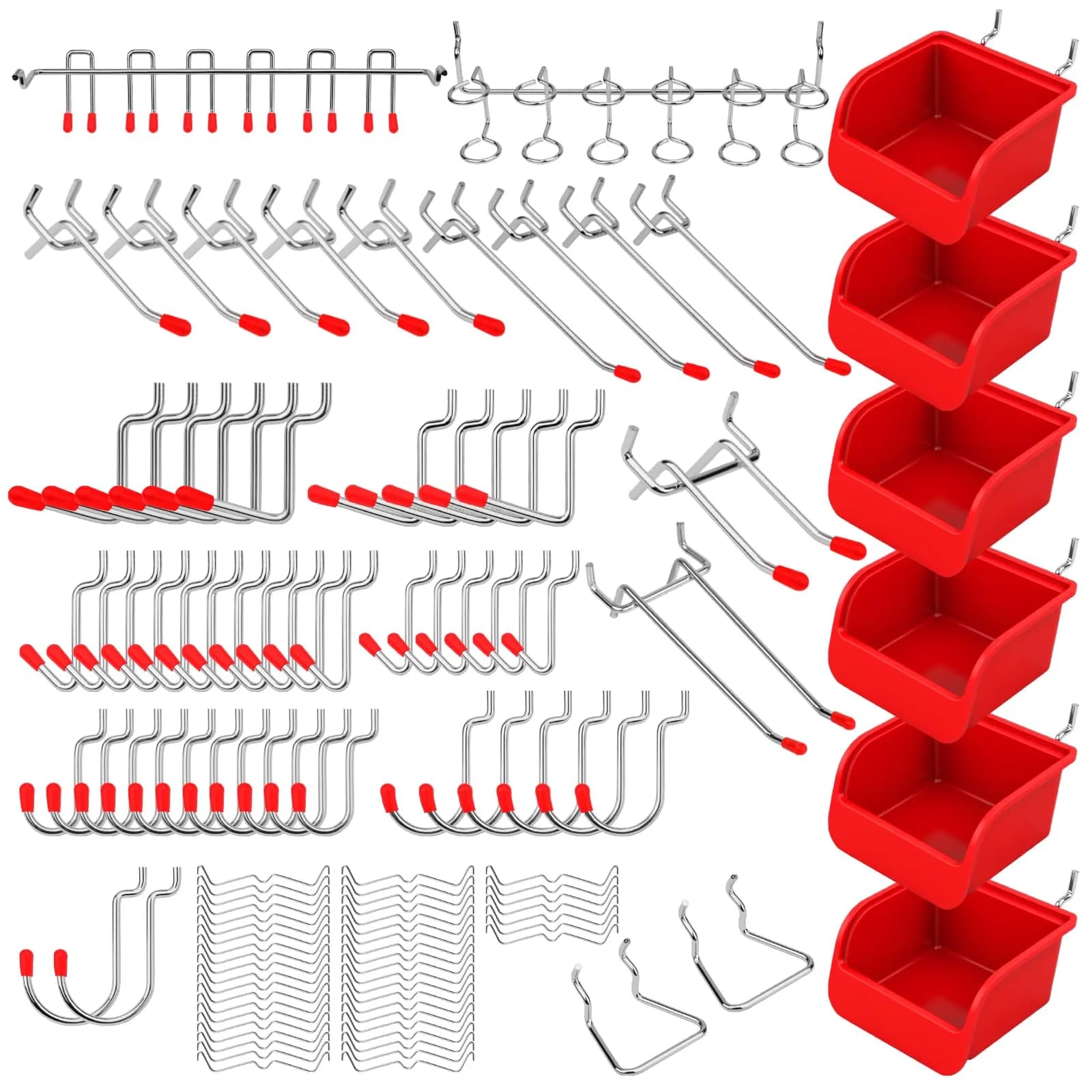 SEDY 121-Piece Pegboard Hooks Set with Pegboard Bins & Locks | 13 Types of Hooks & 4 Boxes - main product image