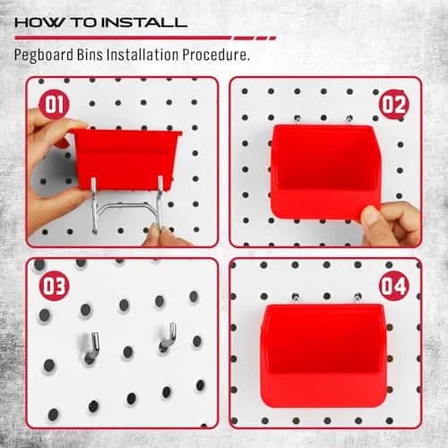 SEDY 121-Piece Pegboard Hooks Set with Pegboard Bins & Locks | 13 Types of Hooks & 4 Boxes thumbnail 6