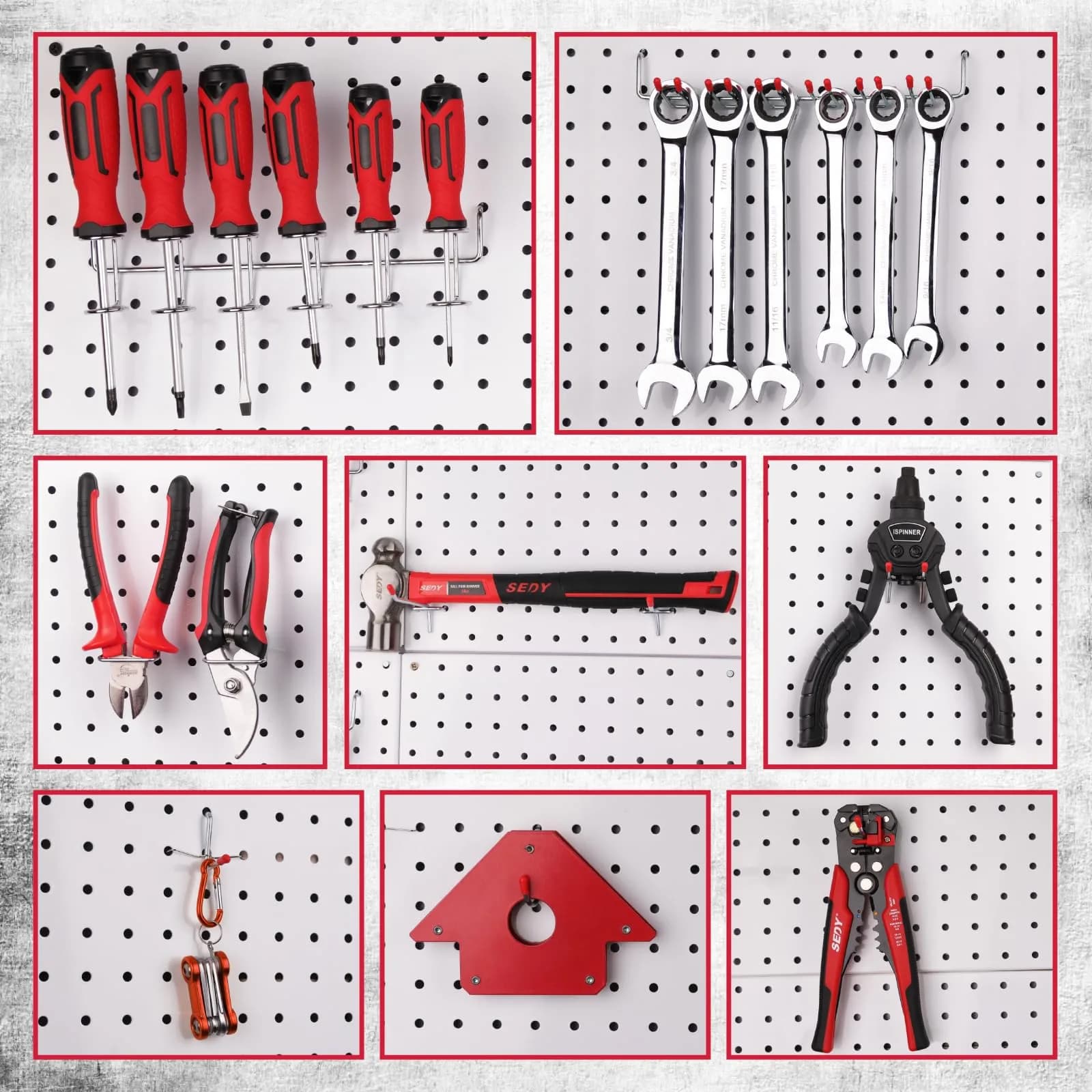 SEDY 121-Piece Pegboard Hooks Set with Pegboard Bins & Locks | 13 Types of Hooks & 4 Boxes - view 8