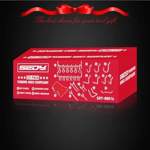 SEDY 121-Piece Pegboard Hooks Set with Pegboard Bins & Locks | 13 Types of Hooks & 4 Boxes thumbnail 9
