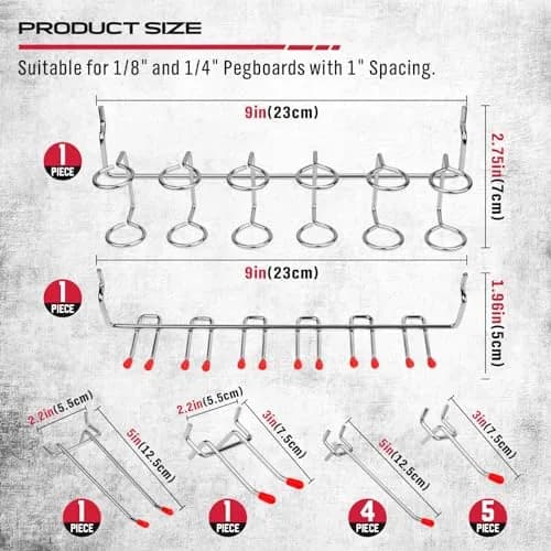 SEDY 121-Piece Pegboard Hooks Set with Pegboard Bins & Locks | 13 Types of Hooks & 4 Boxes thumbnail 3