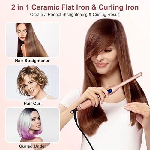 JAETON 3/10" Pencil Flat Iron with 13 Temp Setting Ceramic Small Hair Straightener Rose Gold | Fast Heat Up & Dual Voltage for Short Hair thumbnail 4