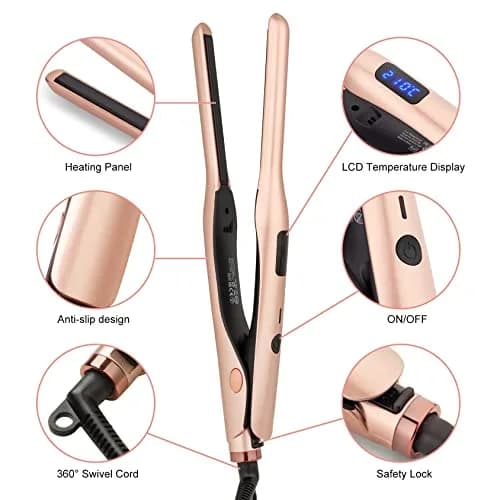 JAETON 3/10" Pencil Flat Iron with 13 Temp Setting Ceramic Small Hair Straightener Rose Gold | Fast Heat Up & Dual Voltage for Short Hair thumbnail 6