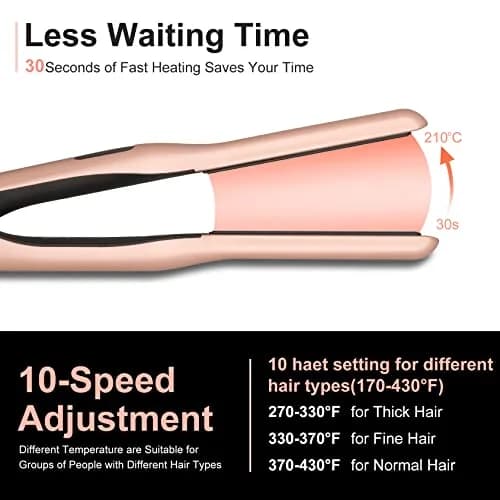 JAETON 3/10" Pencil Flat Iron with 13 Temp Setting Ceramic Small Hair Straightener Rose Gold | Fast Heat Up & Dual Voltage for Short Hair thumbnail 3