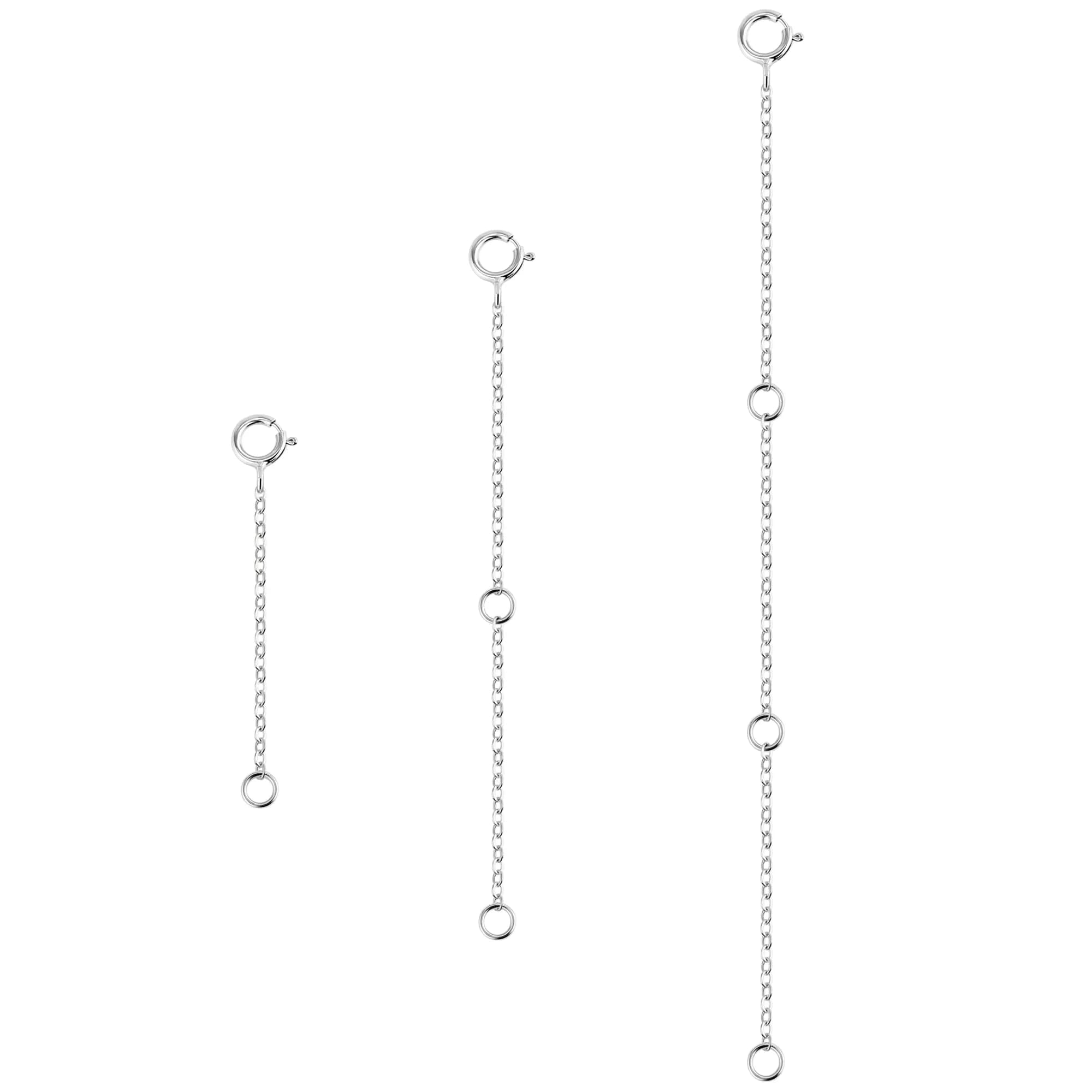 ASH'S CHOICE Gold Necklace Extenders 1.27 cm (0.5 Inch) | 3-Piece Set with Lobster Clasp — B-Silver / 2,4,6inch