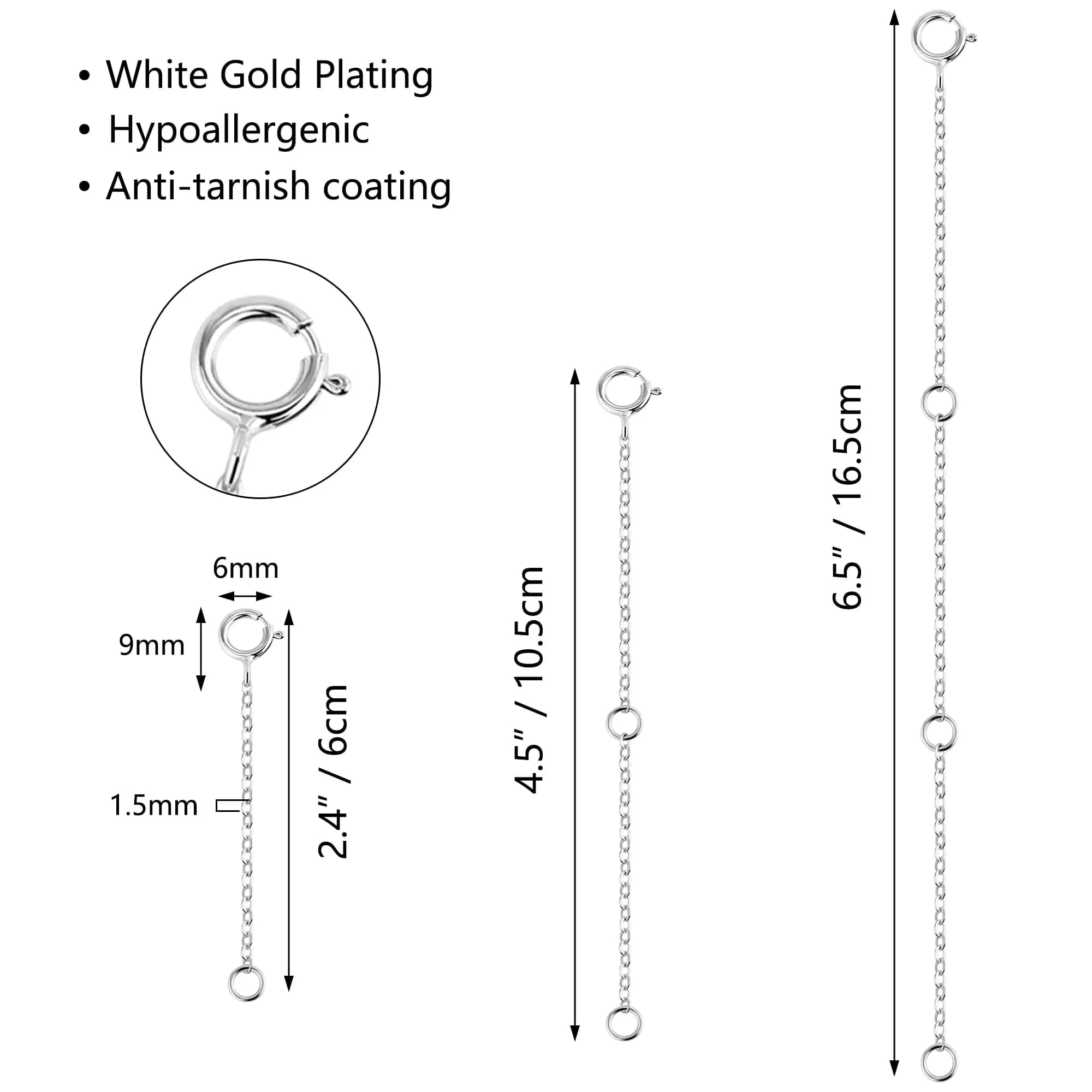 ASH'S CHOICE Necklace Extenders Gold Chain Extenders 2,4,6 Inches (3-Pack) | 14K Gold Plated Brass with Lobster Clasp thumbnail 3