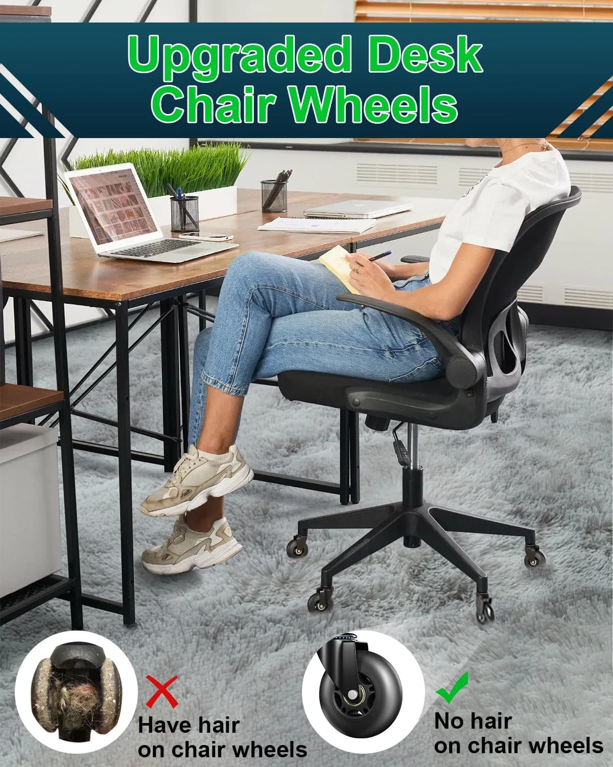 RidRed Heavy Duty Rollerblade Chair Wheels 7.6 cm (3 Inch) | Smooth Rolling, 300 kg Capacity - view 9