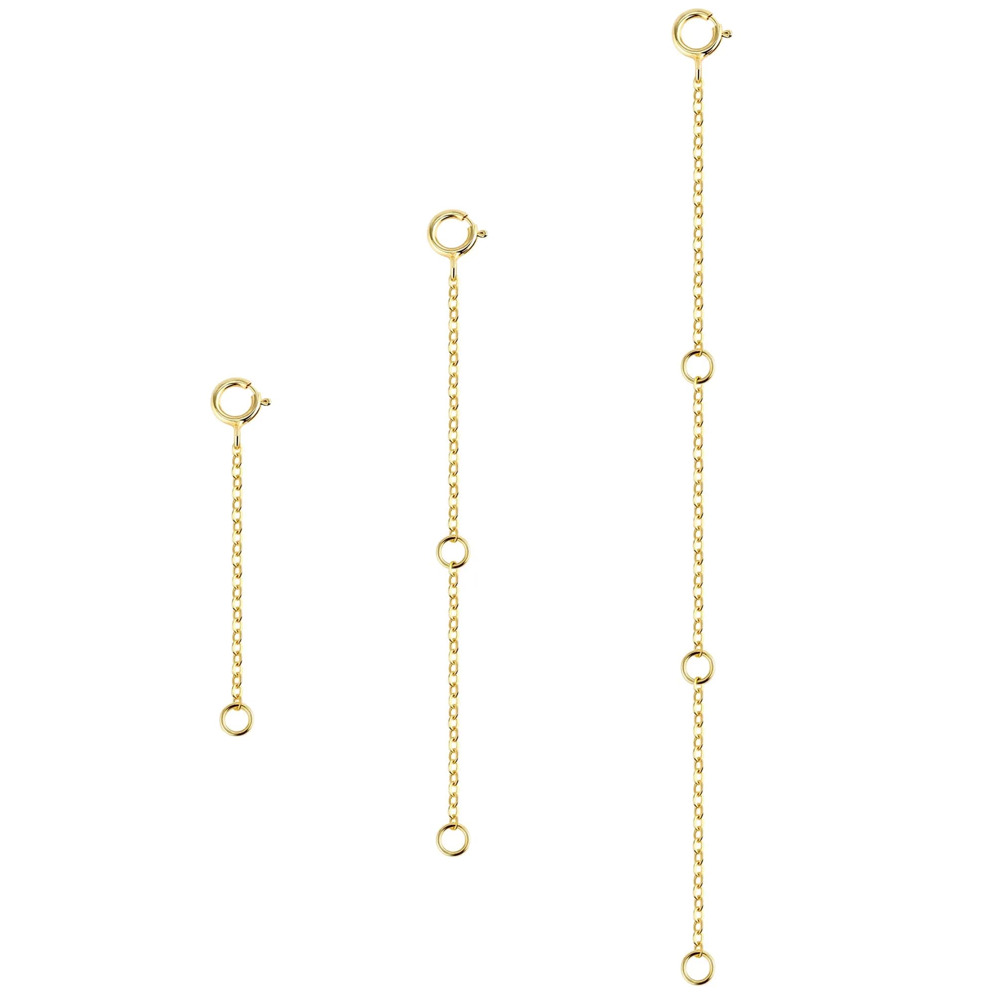 ASH'S CHOICE 14K Gold Plated Brass Necklace Extenders with Lobster Clasp, 3-Piece Set (2, 4, 6 Inches) — B-Gold